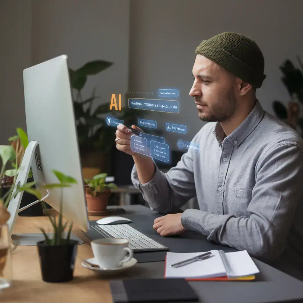 person using ai for content creation