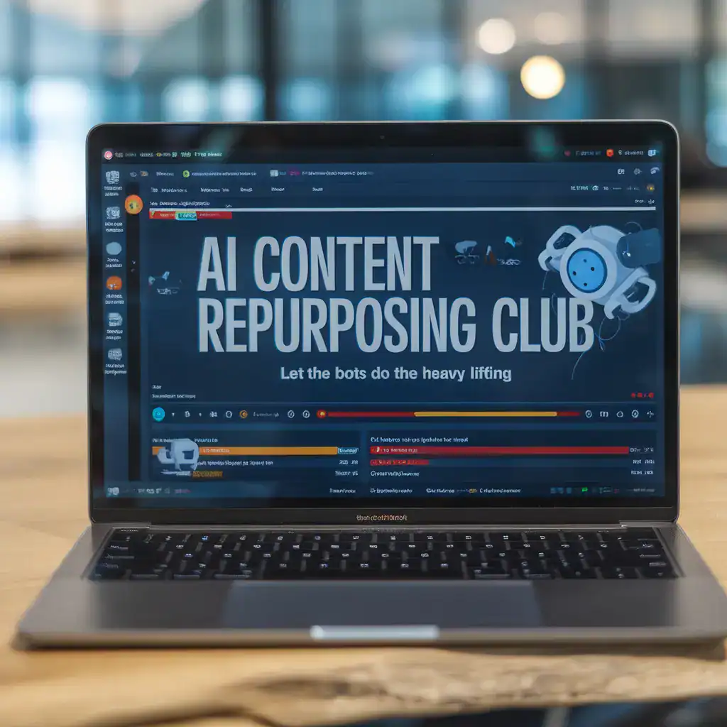 laptop with AI content repurposing club