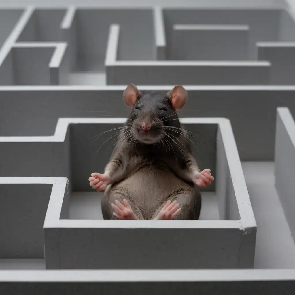 rat in a maze giving up the hustle