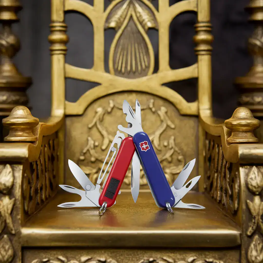 swiss army knife in a throne